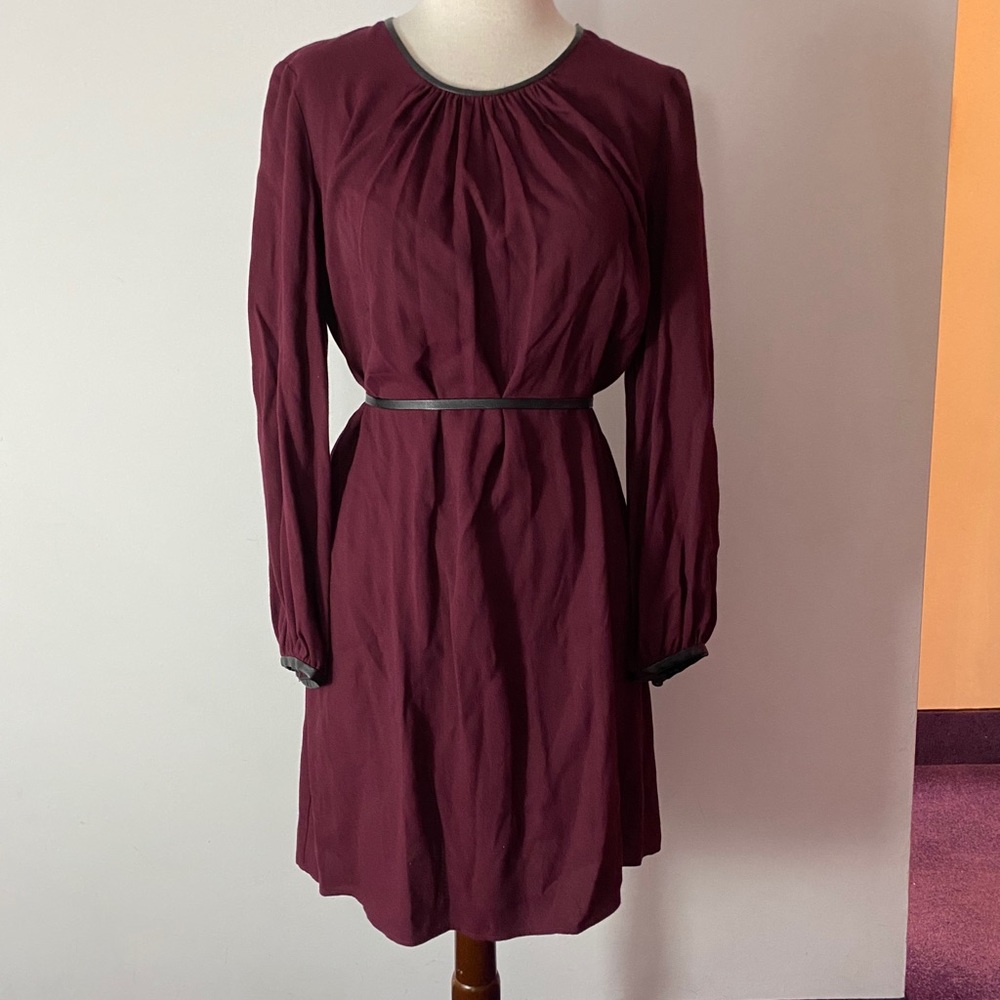Long sleeve burgundy dress